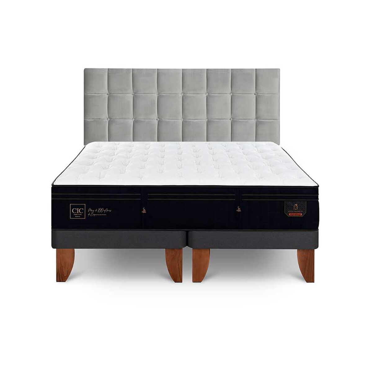 Cama Europea CIC Base Dividida King S&uacute;per Permium + Respaldo Sile