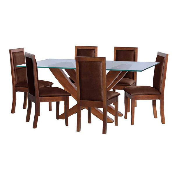 Juego de Comedor Latam Home Alicante 6 Sillas Café Moro