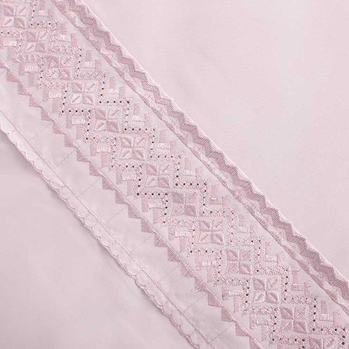 Juego de S&aacute;banas Bordadas Plumetti King Rosado