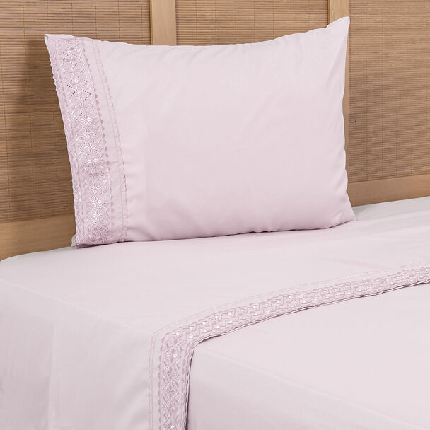Juego de Sábanas Plumetti 1,5 Plazas Estampado Rosado