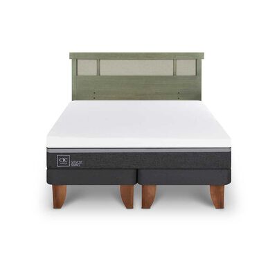 Cama Europea CIC Base Dividida King Ortopedic Advance + Respaldo Dublin Olivo