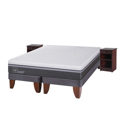 Imagen 2 del producto Cama Europea CIC Base Dividida 2 Plazas Ortopedic Advance + 2 Veladores Dublin Chocolate