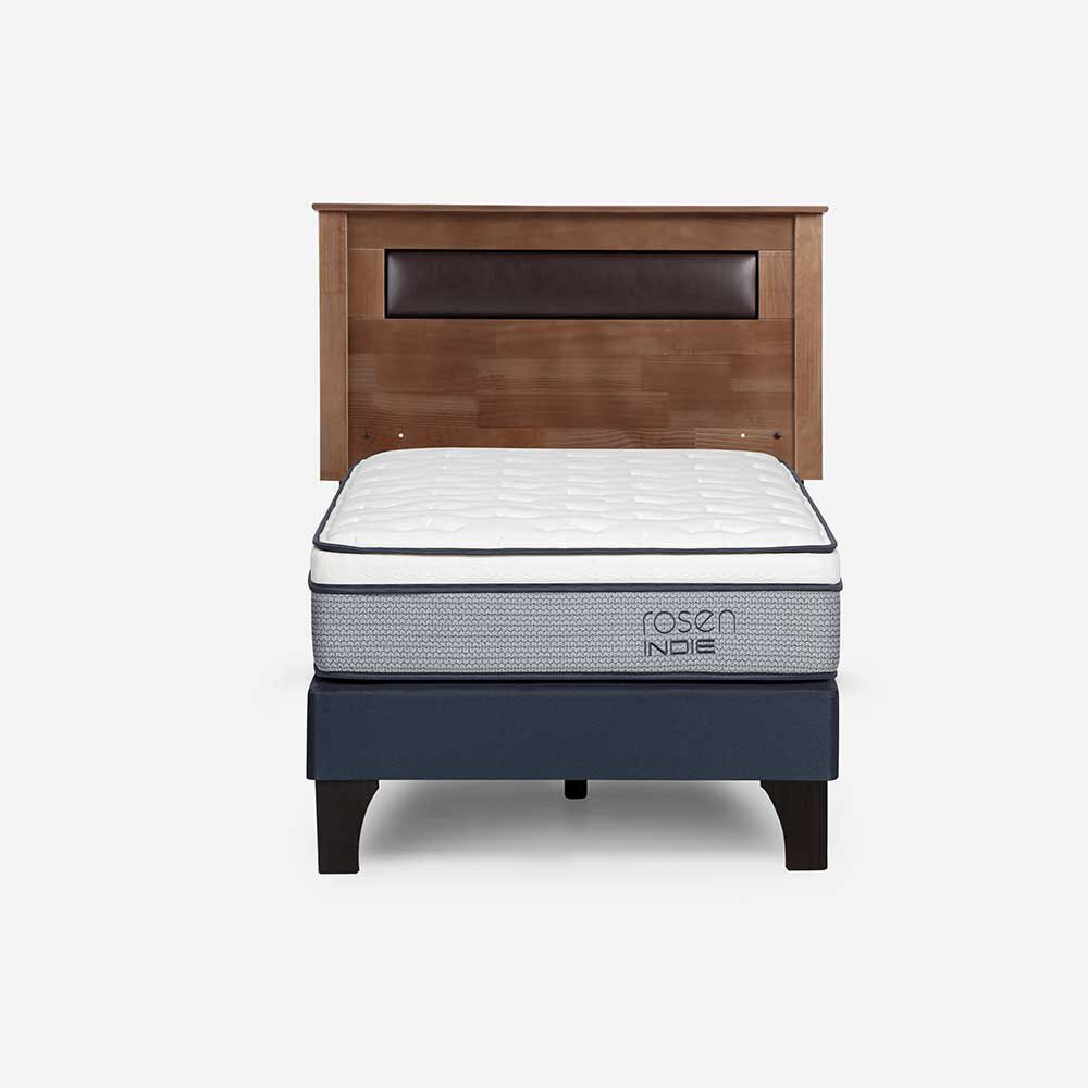 Cama Europea Rosen 1,5 Plazas Indie + Respaldo Ferrara