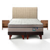 Cama Europea Flex Base Dividida King M&aacute;ximo Cobre  + Respaldo Tubular Beige + 2 Veladores Asturias