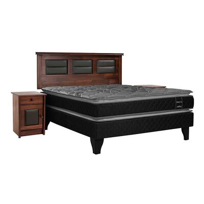 Cama Europea Celta 2 Plazas Terapeutic + Respaldo + 2 Veladores Villarreal