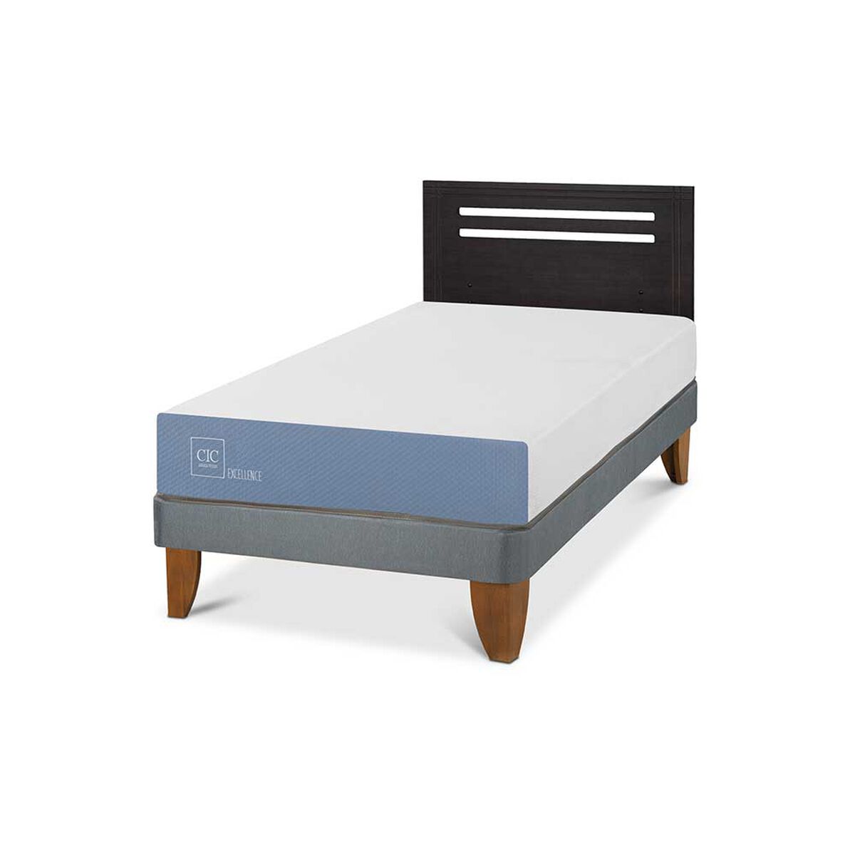 Cama Europea CIC 1,5 Plazas Excellence + Respaldo Munich Negro