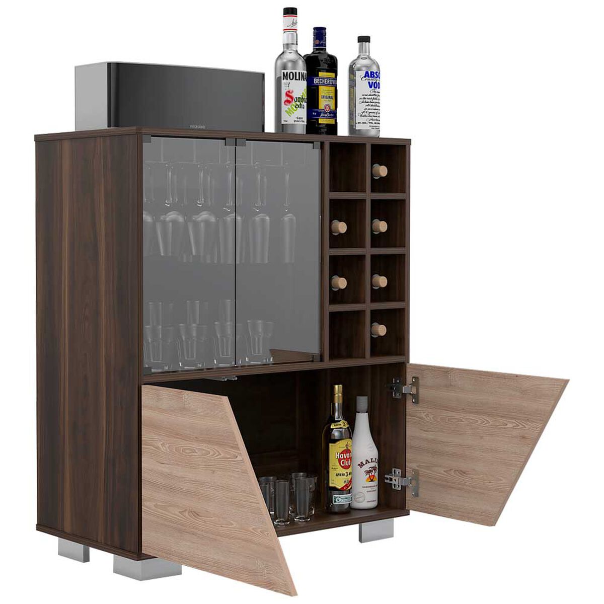 Rack TV Hasta 70" + Bar + Mesa de Centro TuHome Fraktal