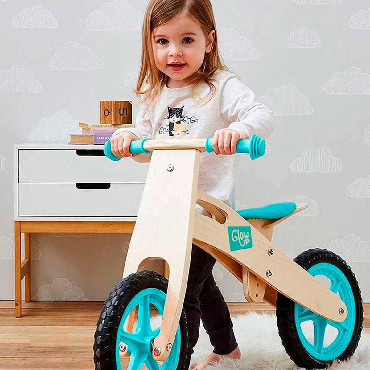 Bicicleta Balance de Madera Celeste Glow Up