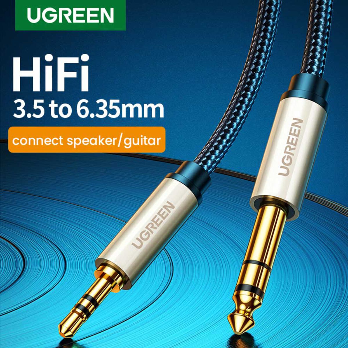 Cable De Audio Plug 3.5Mm/Plug 6.3 Estereo M/M 2M Negro Ugreen Av127
