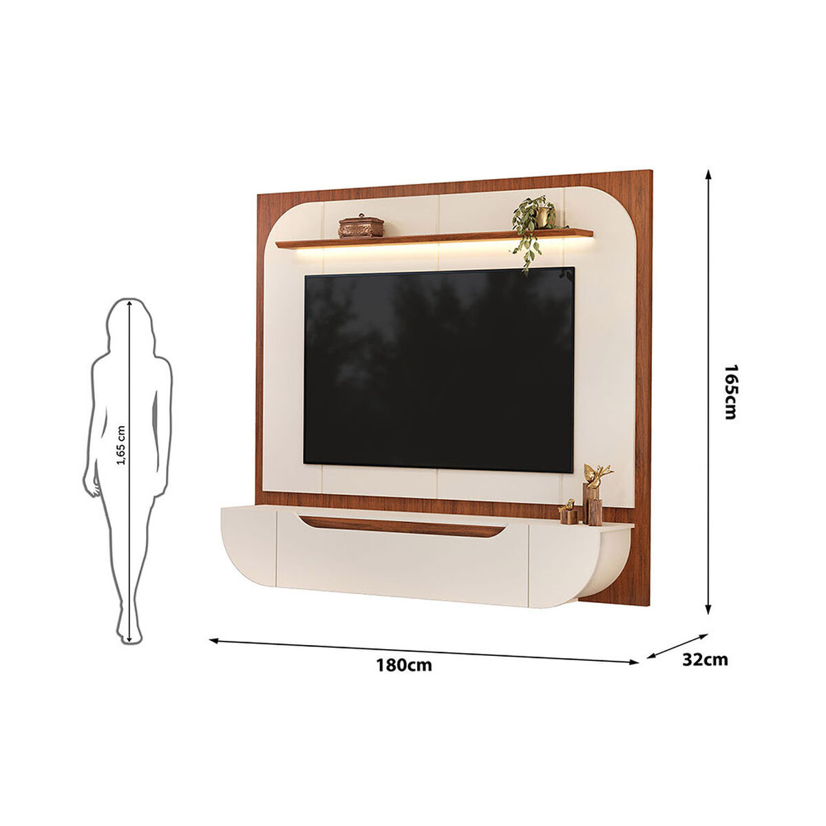 Panel TV Vekkahome Onare Hasta 70" con Luz Beige Caf&eacute;