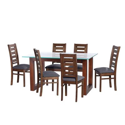 Juego de Comedor Latam Home Pamplona Granada 6 Sillas Cuero Tabaco