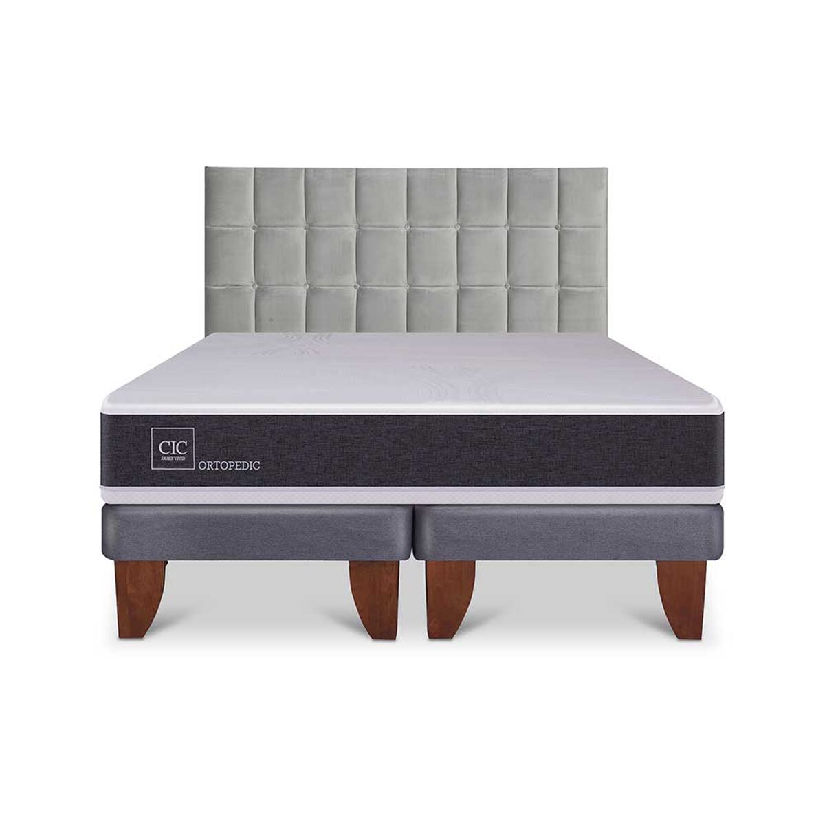 Cama Europea CIC Base Dividida King Ortopedic + Respaldo Sile