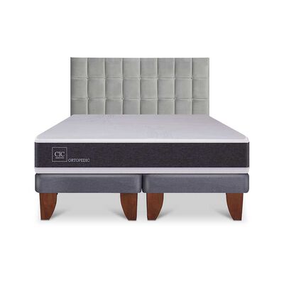 Cama Europea CIC Base Dividida King Ortopedic + Respaldo Sile