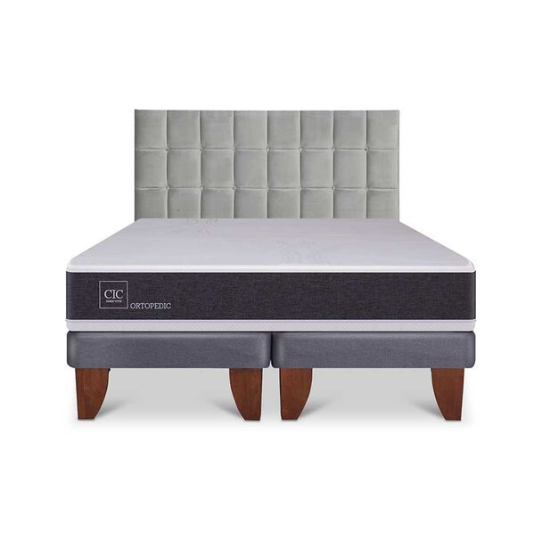Cama Europea CIC Base Dividida King Ortopedic + Respaldo Sile