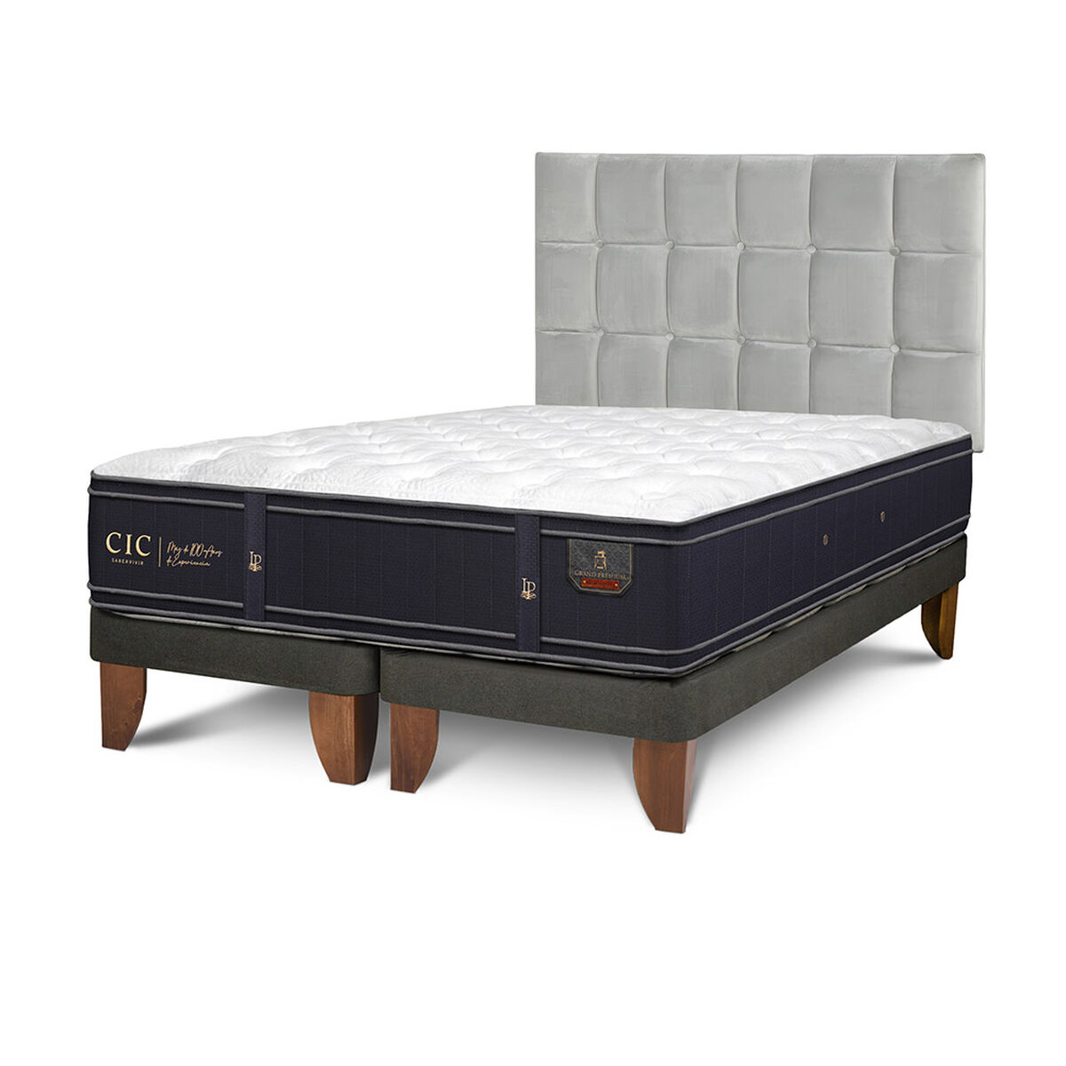 Cama Europea CIC Base Dividida 2 Plazas Grand Premium + Respaldo Sile