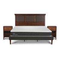 Cama Europea CIC King New Ortopedic + Respaldo New Torino Caramelo + 2 Veladores