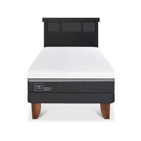 Cama Europea CIC 1,5 Plazas Ortopedic Advance + Respaldo Dublin Negro