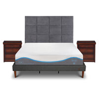 Cama Europea CIC King Alaska + Respaldo + 2 Veladores