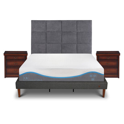 Imagen 1 del producto Cama Europea CIC King Alaska + Respaldo + 2 Veladores