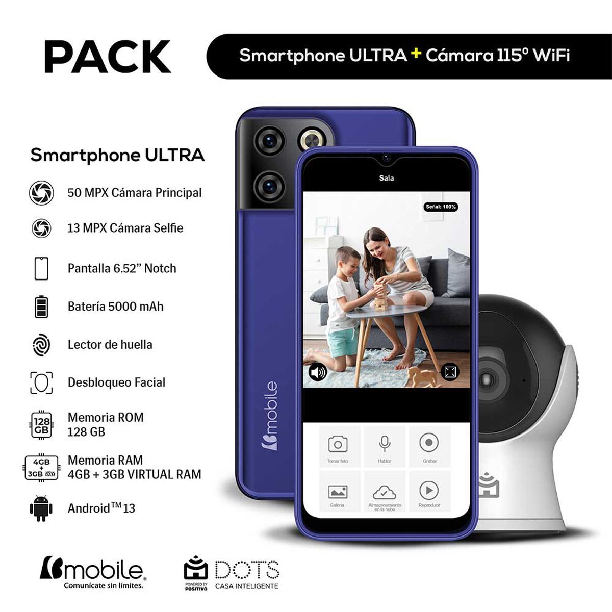 Celular Bmobile Dots Ultra 128GB 6,5” Azul Liberado