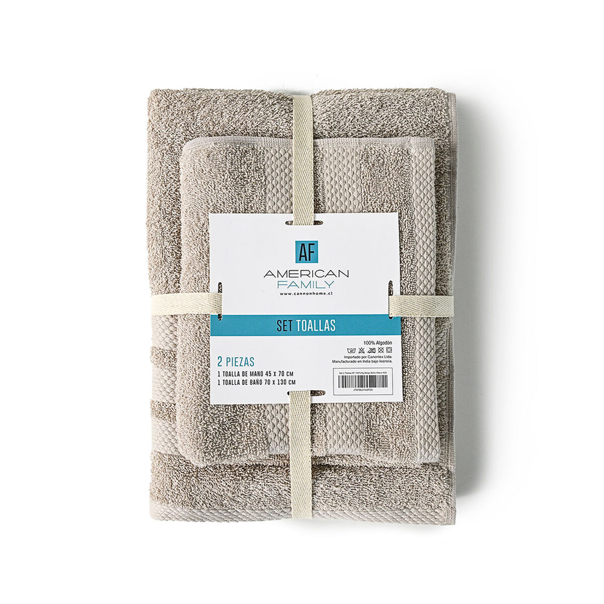 Set 2 Toallas de Ba&ntilde;o American Family Tuape