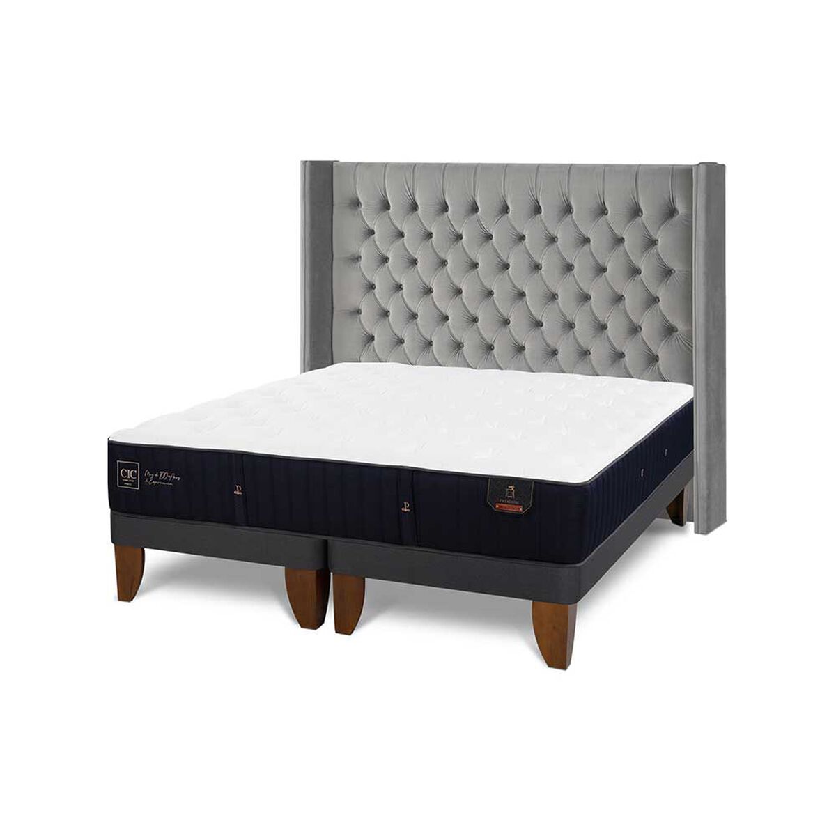 Cama Europea CIC Base Dividida Súper King Premium + Respaldo Sesia