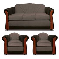 Juego de Living Elegant Detail Marsella Sofá 3 Cuerpos + Dos Sillones 1 Cuerpo Gris