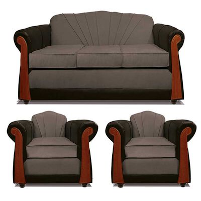 Juego de Living Elegant Detail Marsella Sofá 3 Cuerpos + Dos Sillones 1 Cuerpo Gris