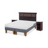 Cama Europea CIC Base Dividida 2 Plazas Excellence Plus + Respaldo + 2 Veladores Dublin Chocolate