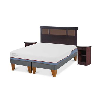 Imagen 2 del producto Cama Europea CIC Base Dividida 2 Plazas Excellence Plus + Respaldo + 2 Veladores Dublin Chocolate