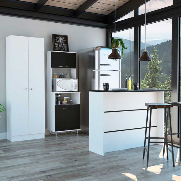 Combo Mueble Microondas + Barra de Cocina + Optimizador TuHome Kitchen Wenge Blanco