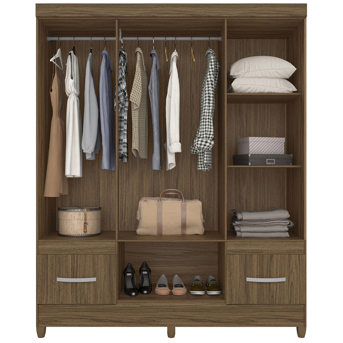Combo Clóset  + Cómoda + Librero  Castaño