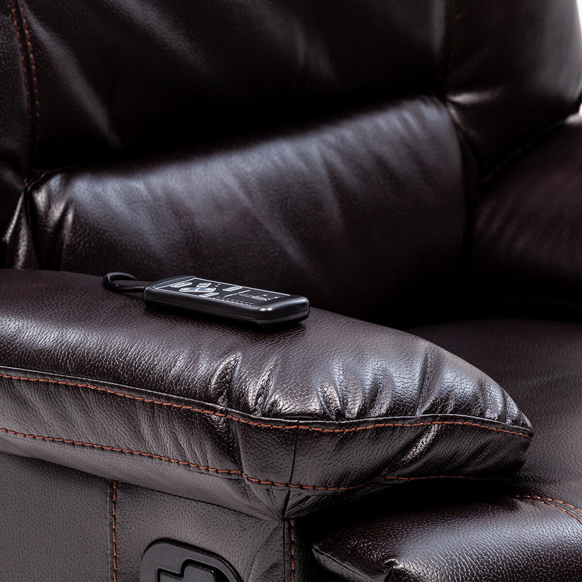 Sofá Daniels  Reclinable Masaje Posa Vaso/Consola Leather Air 2 Cuerpos