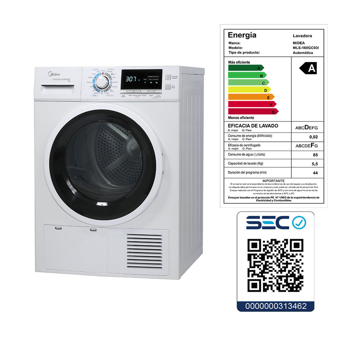 Secadora de Ropa Midea Bomba de Calor MSBC-90BCH02 9kg