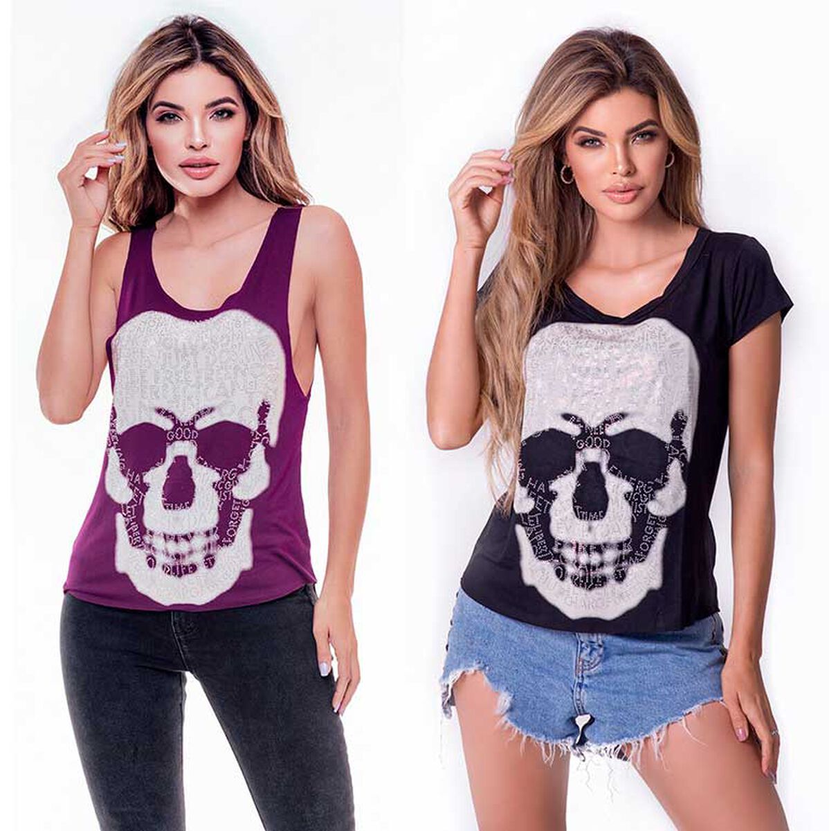 Pack 2 Poleras Mujer Rock Caviar