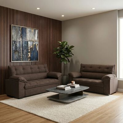 MONS Juego de Living Mons Flex Plus 3-2 Cuerpos Marrom Café