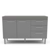 Mueble de Cocina Base Vekkahome Opie 2 Cajones 3 Puertas Gris