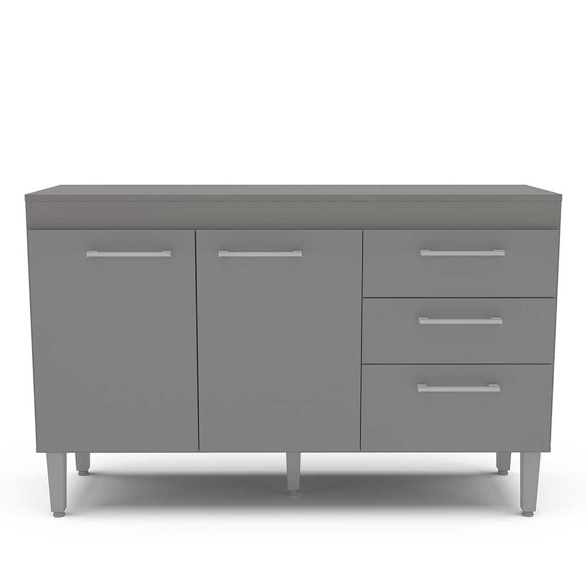 Mueble de Cocina Base Vekkahome Opie 2 Cajones 3 Puertas Gris