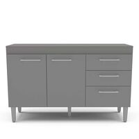 Mueble de Cocina Base Vekkahome Opie 2 Cajones 3 Puertas Gris