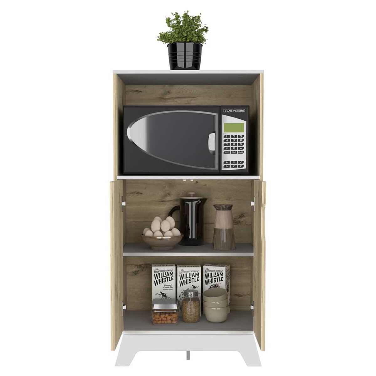 Mueble para Microondas TuHome Bi Color Duna Blanco 2 Puertas