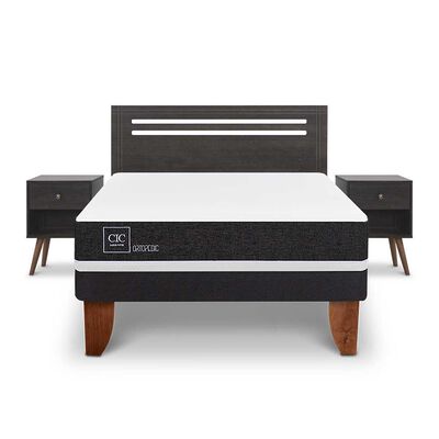 Imagen 1 del producto Cama Europea CIC 2 Plazas Ortopedic + Respaldo + 2 Veladores Munich