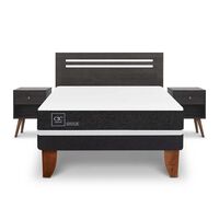 Cama Europea CIC 2 Plazas Ortopedic + Respaldo + 2 Veladores Munich