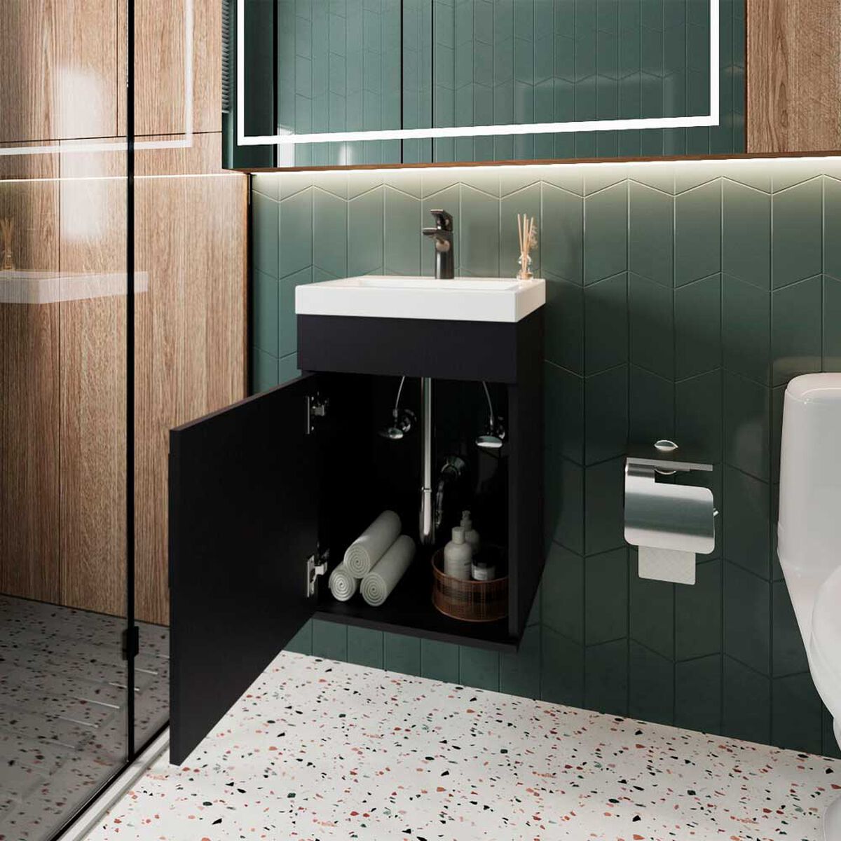 VANITORIO FLOTANTE OXFORD 1 PUERTA WENGUE