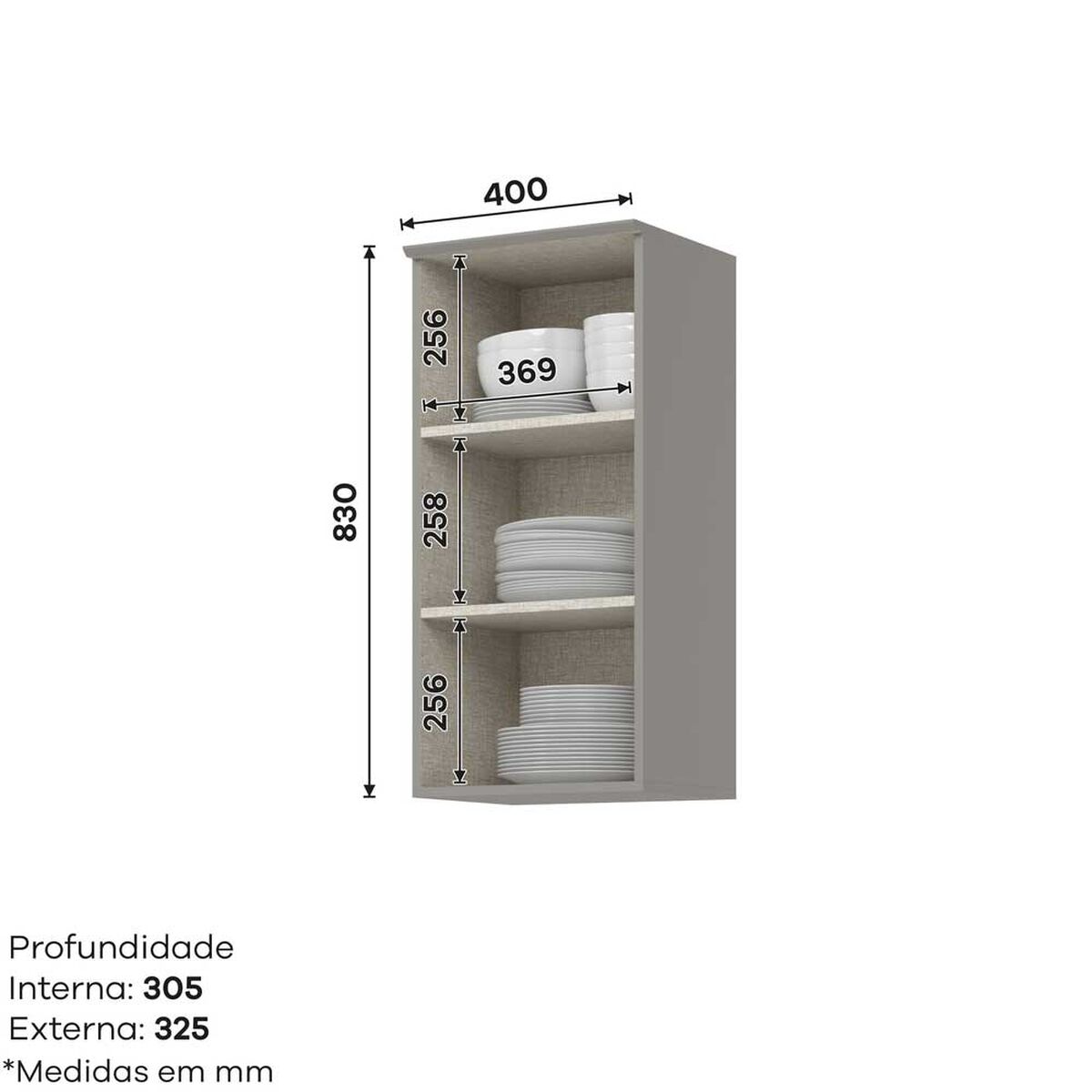 Combo Cocina Mueble Aéreo + Base Home Mobili Americana 40 cm Gris