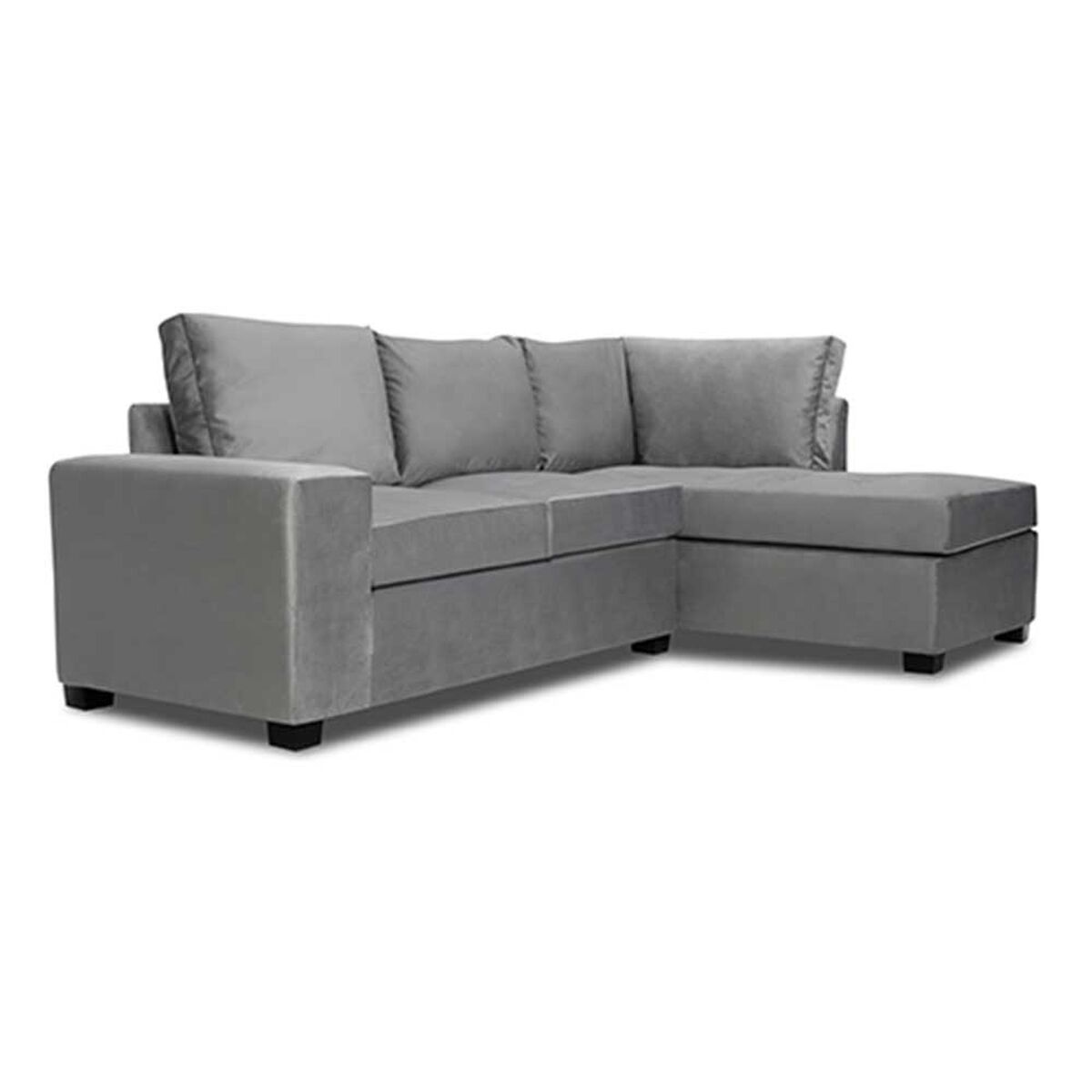 Sofá Seccional Derecho Innovamuebles Mini Senna Felpa 3 Cuerpos Gris