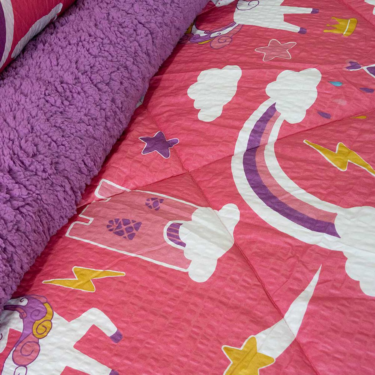 Plum&oacute;n Infantil Doral 1.5 Plazas Senses Estampado Unicornios