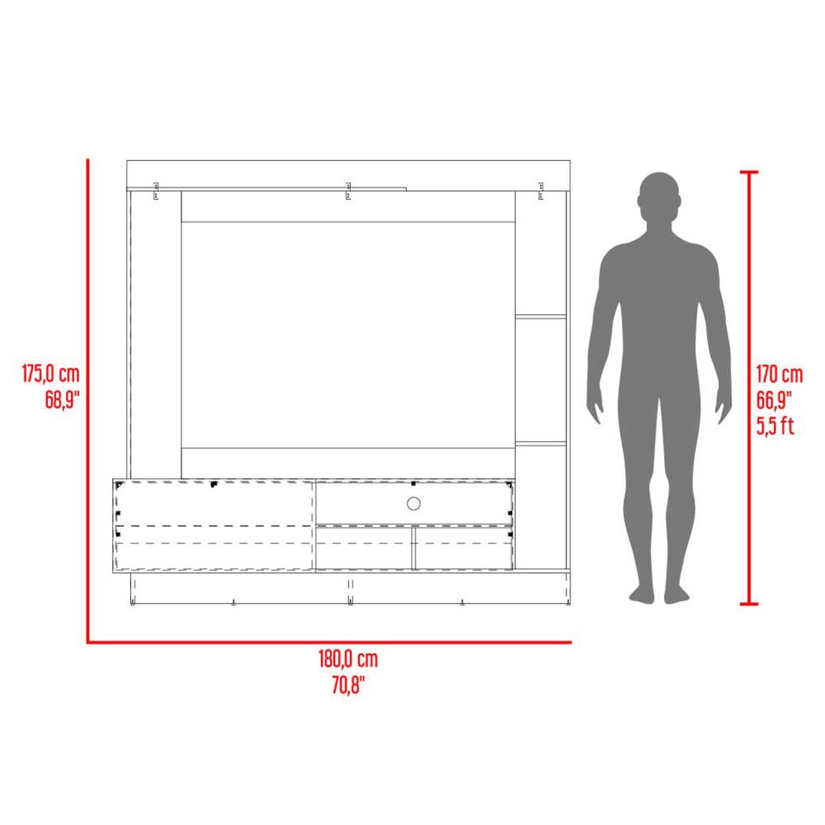 Centro de Entretenimiento TuHome Doha Hasta 70" Taupe Miel