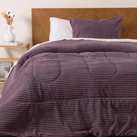 Plumón Mashini Corduroy Coral Sherpa 1.5 Plazas Morado