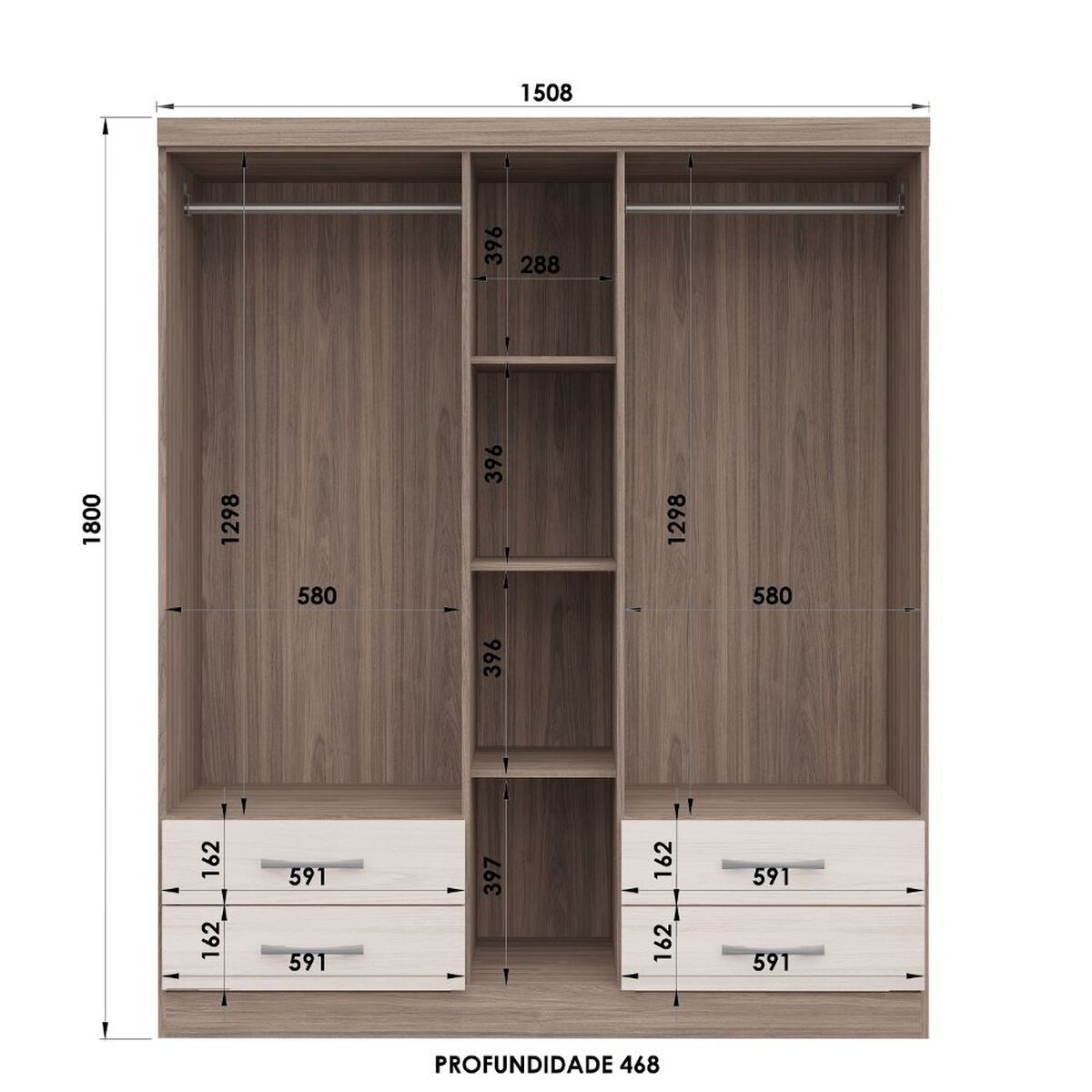 Clóset Y445 5 Puertas 4 Cajones