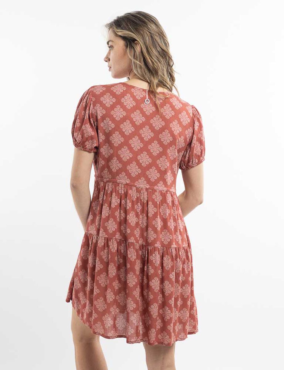 Vestido Estampado Mini Manga Corta Mujer Alma